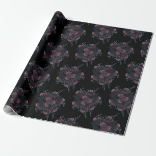 Papel De Regalo Boda floral oscuro Gothic Black Elegant