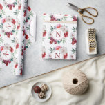 Papel De Regalo Boda floral personalizada con monograma moderno<br><div class="desc">Monograma clásico moderno rodeado de peonías rosadas y otras flores hermosas. Perfecto para regalos de boda o baby shower de novia.</div>