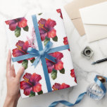 Papel De Regalo Boda Floral Tropical Rojo Hibiscus<br><div class="desc">Rojo Tropical Hibiscus Floral Bridal Shower Boda</div>