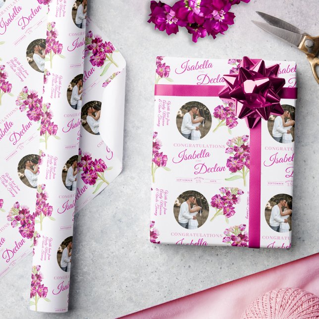Papel De Regalo Boda fotográfico personalizado rosa de la flor de  (Subido por el creador)