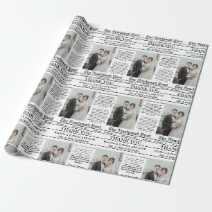 Papel De Regalo Boda fotográfico único de periódico gracias