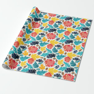 Papel De Regalo Boda Girasoles Acuarela Amarillo Azul Natural
