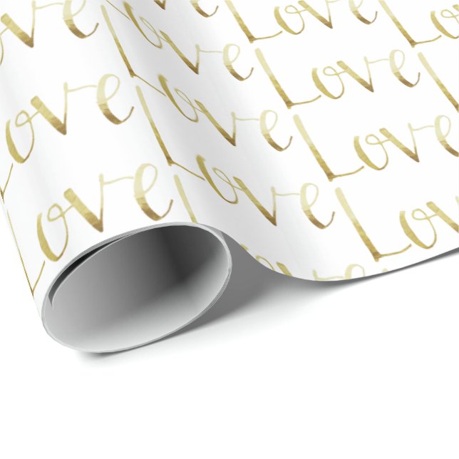 Papel De Regalo Boda Gold Glam Love (Esquina del rollo)