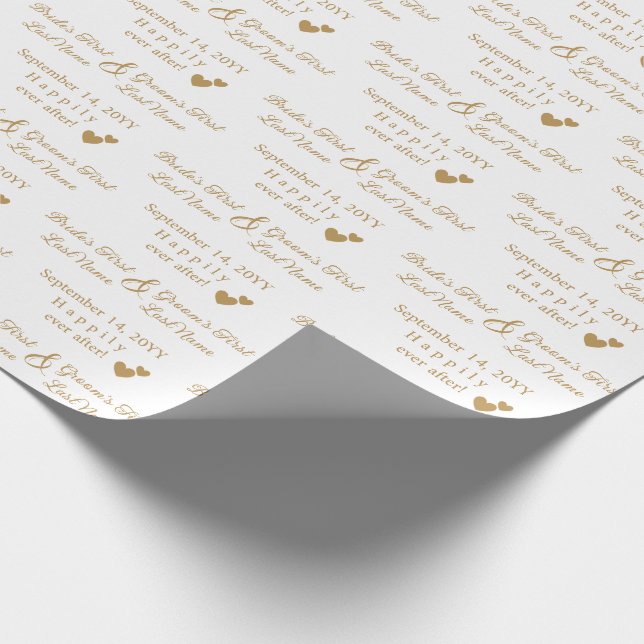Papel De Regalo Boda  Golden Hearts Bride & Groom (Esquina)