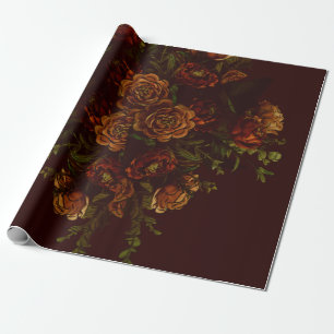 Papel De Regalo Boda gótica de otoño rústica naranja granate