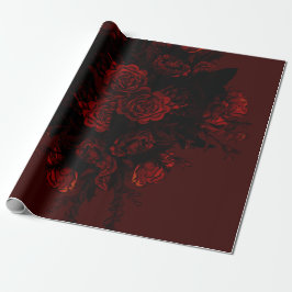 Papel De Regalo Boda gótico elegante floral rojo profundo