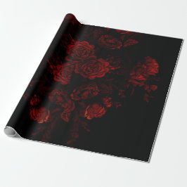 Papel De Regalo Boda gótico elegante floral rojo profundo