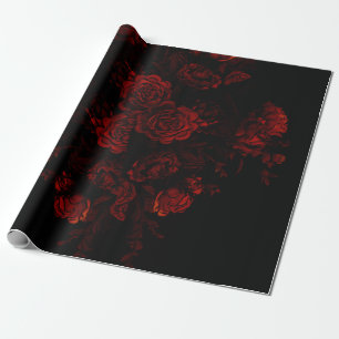 Papel De Regalo Boda gótico elegante floral rojo profundo