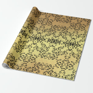 Papel De Regalo Boda gótico Gold & Black Swirl