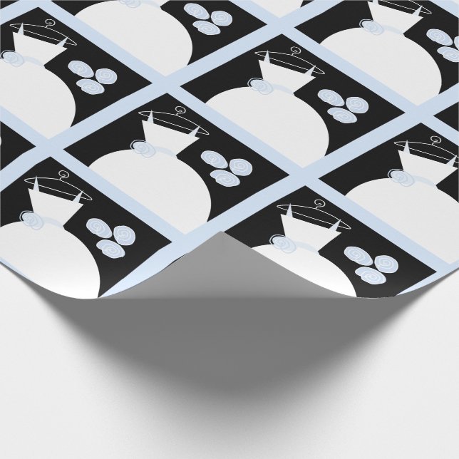 Papel De Regalo Boda Gown Blue black pastel (Esquina)