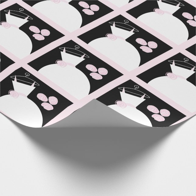 Papel De Regalo Boda Gown Pink black pastel (Esquina)