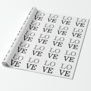 Papel De Regalo Boda Gray Black Script Love