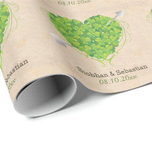 Papel De Regalo Boda irlandés Shamrock Heart