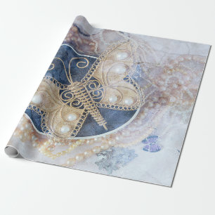 Papel De Regalo Boda mariposa marrón blanco elegante de oro