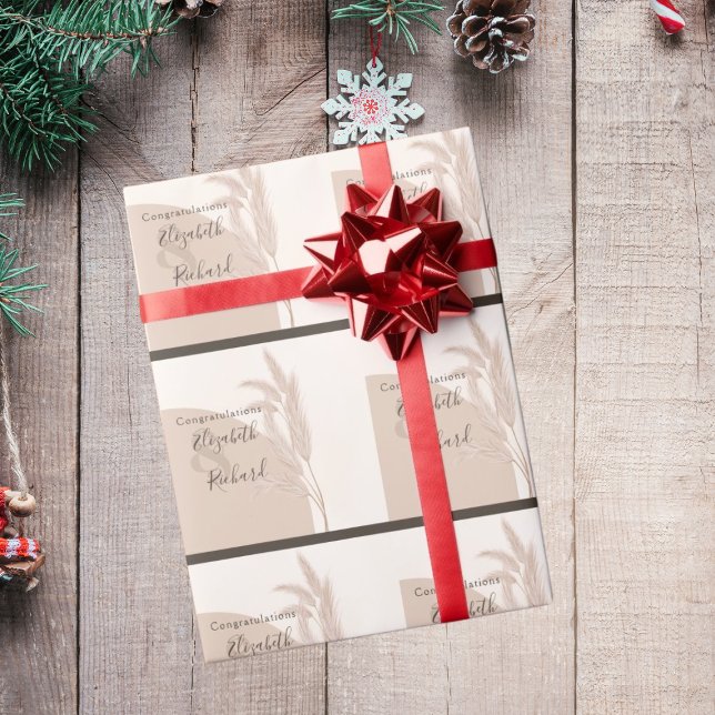 Papel De Regalo Boda moderna elegante Boho Pampas Grass (Subido por el creador)