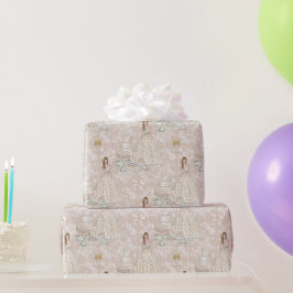 Papel De Regalo Boda Nupcial Blanca y Dorada