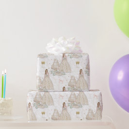 Papel De Regalo Boda Nupcial Blanca y Dorada