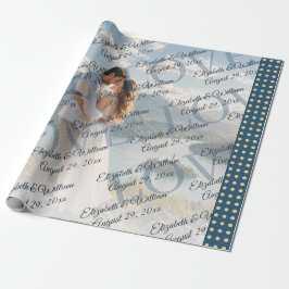 Papel De Regalo Boda personalizada de lunares dorados y azules