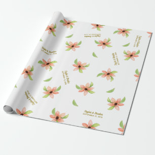 Papel De Regalo Boda Personalizada Floral Destino Tropical