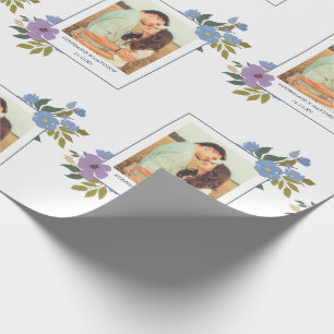 Papel De Regalo Boda personalizado del marco de la foto floral de 