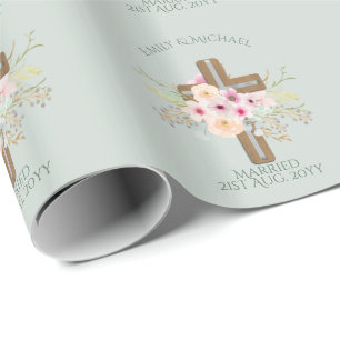 Papel De Regalo Boda personalizado o cruz floral de aniversario