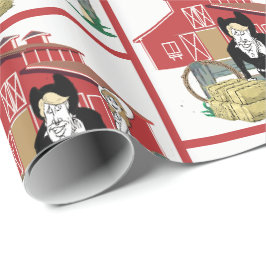 Papel De Regalo Boda Personalizado Occidental Escena de Rancho Par