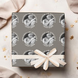 Papel De Regalo Boda Primer nombre personalizado y año de foto nav<br><div class="desc">Taupe tradicional y borde blanco - regalo perfecto para recién casados o para un aniversario. Un keepsake que resalta una imagen y un texto personalizado.</div>