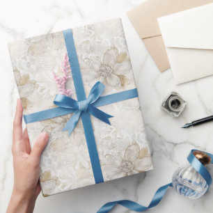 Papel De Regalo Boda Romántica de Encaje de Rosa Floral de Crema