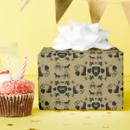 Papel De Regalo Boda Romántico De Caballos Y Carros