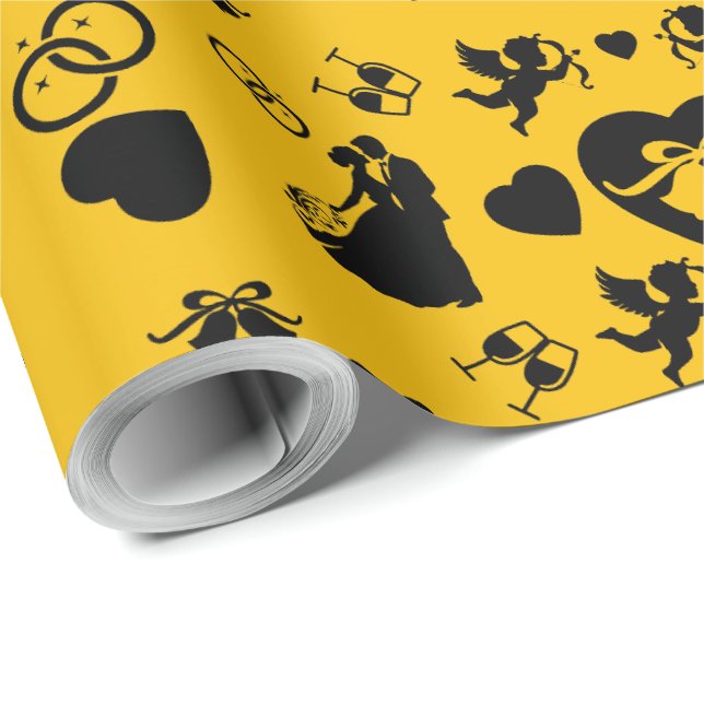 Papel De Regalo Boda Romántico De Caballos Y Carros (Esquina del rollo)