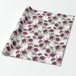 Papel De Regalo Boda Rosa Granate