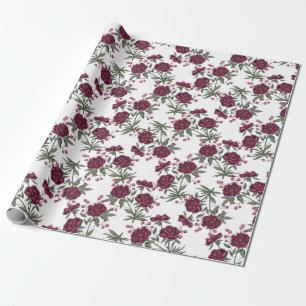 Papel De Regalo Boda Rosa Granate