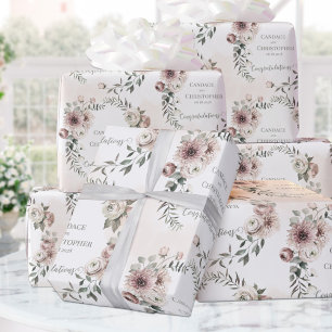 Papel De Regalo Boda Rubor Eucalyptus Añadir nombre y felicitación
