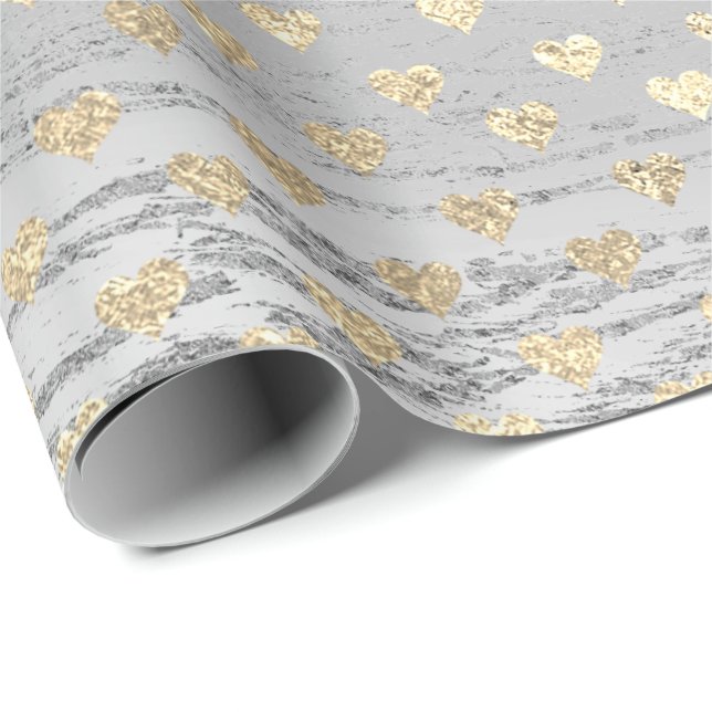 Papel De Regalo Boda Rústica de la Playa Gris Plata de Madera Foxi (Esquina del rollo)