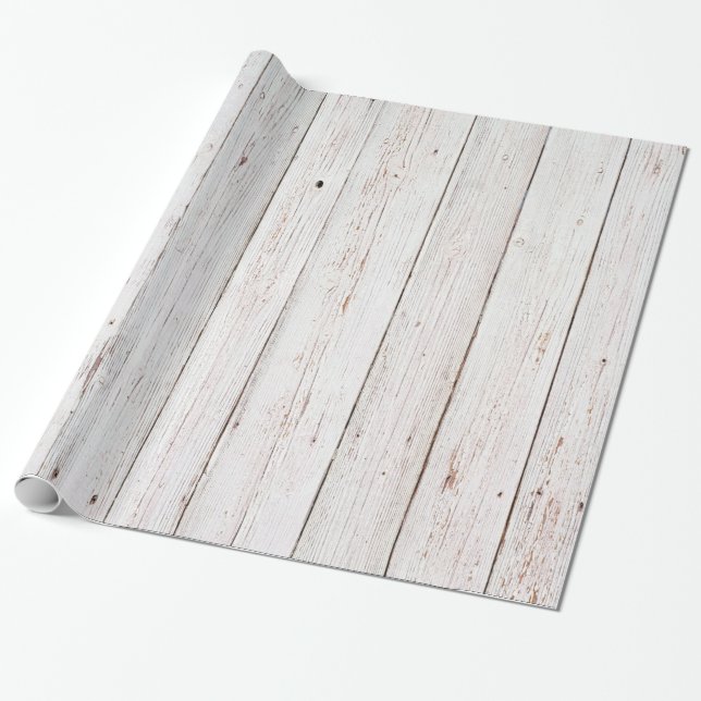 Papel De Regalo Boda Shabby Chic White Wood (Desenrollado)