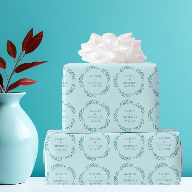 Papel De Regalo Boda verde azulada de Moda de Monograma Botánico d (Subido por el creador)