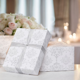 Papel De Regalo Boda White Damask Simple Elegance Classic
