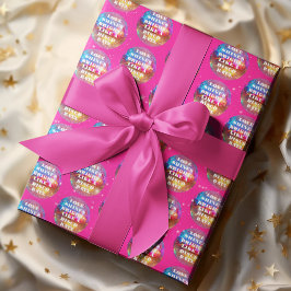 Papel De Regalo Bodas de Bolas de Disco Glitter Rosa Chic Retro