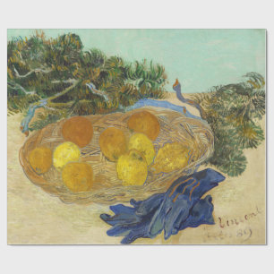 Papel De Regalo Bodegón de naranjas limones guantes azules de Van