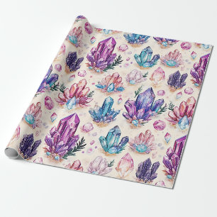 Papel De Regalo Boho Amatista y Cuarzo Cristal Zen Piedra Preciosa