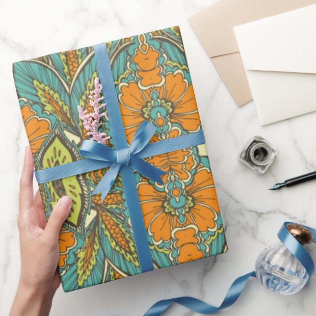 Papel De Regalo Boho árabe elegante floral pavo real marroquí (Regalar)