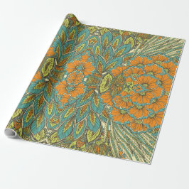 Papel De Regalo Boho árabe elegante floral pavo real marroquí