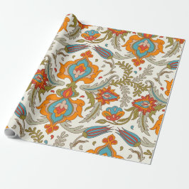 Papel De Regalo Boho árabe elegante floral pavo real marroquí