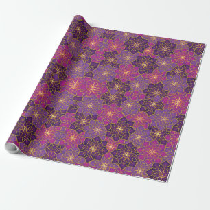 Papel De Regalo Boho árabe elegante geométrico marroquí morado ros