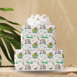 Papel De Regalo Boho Bebé Elefante, Mono, León Patrón de Golf para