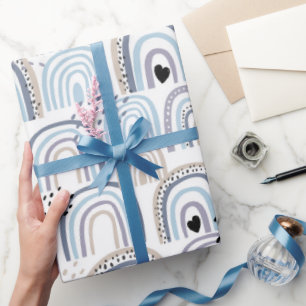 Papel De Regalo Boho Blue Baby Boy Rainbow Baby Shower Baby Regalo