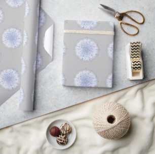 Papel De Regalo Boho Blue Dandelion Wildflower Weed Gray