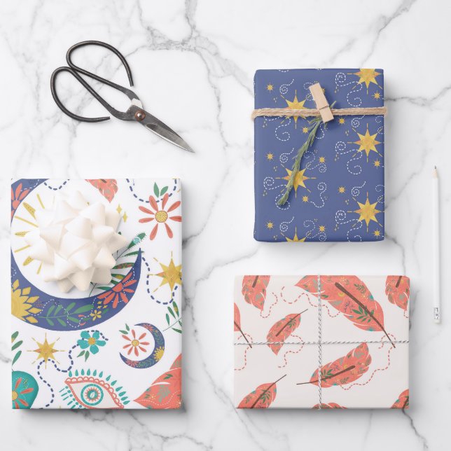 Papel de Regalo Boho Bolsillo Lleno de Destellos (Anverso)