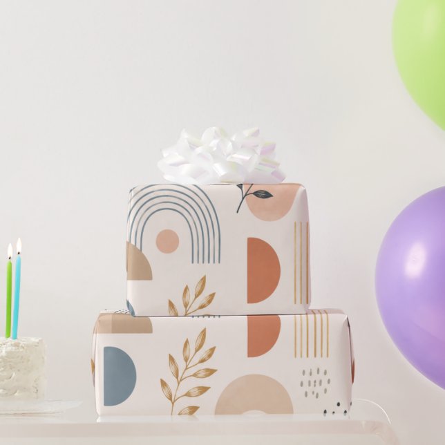 Papel De Regalo Boho Botánico Arcoíris  (Regalos de fiesta)