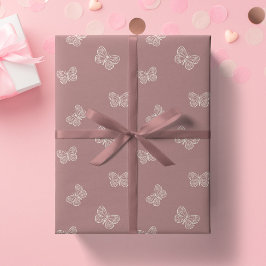 Papel De Regalo Boho Butterfly Moderno Bebé Niña Neutro Malva